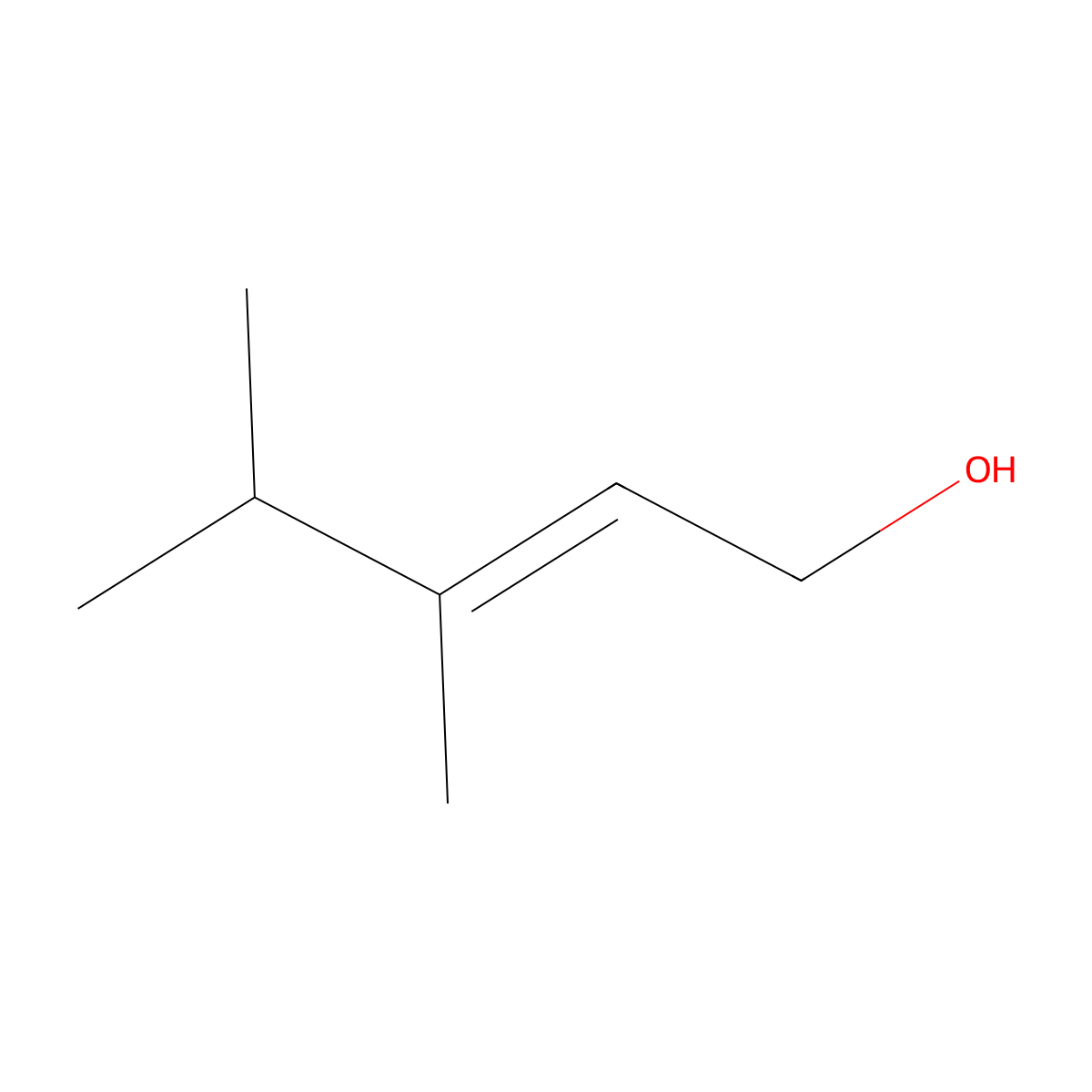 2-Penten-1-ol, 3,4-dimethyl-, (E)- molecular structure, CAS 38972-74-6