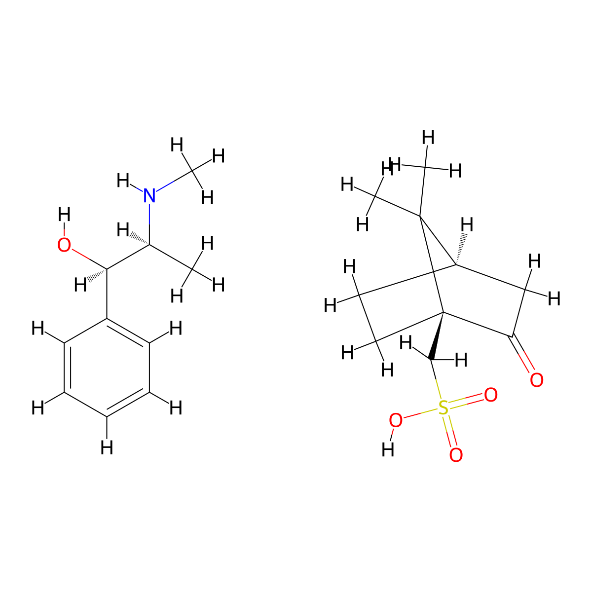 Ephedrine camsilate molecular structure, CAS 38974-71-9