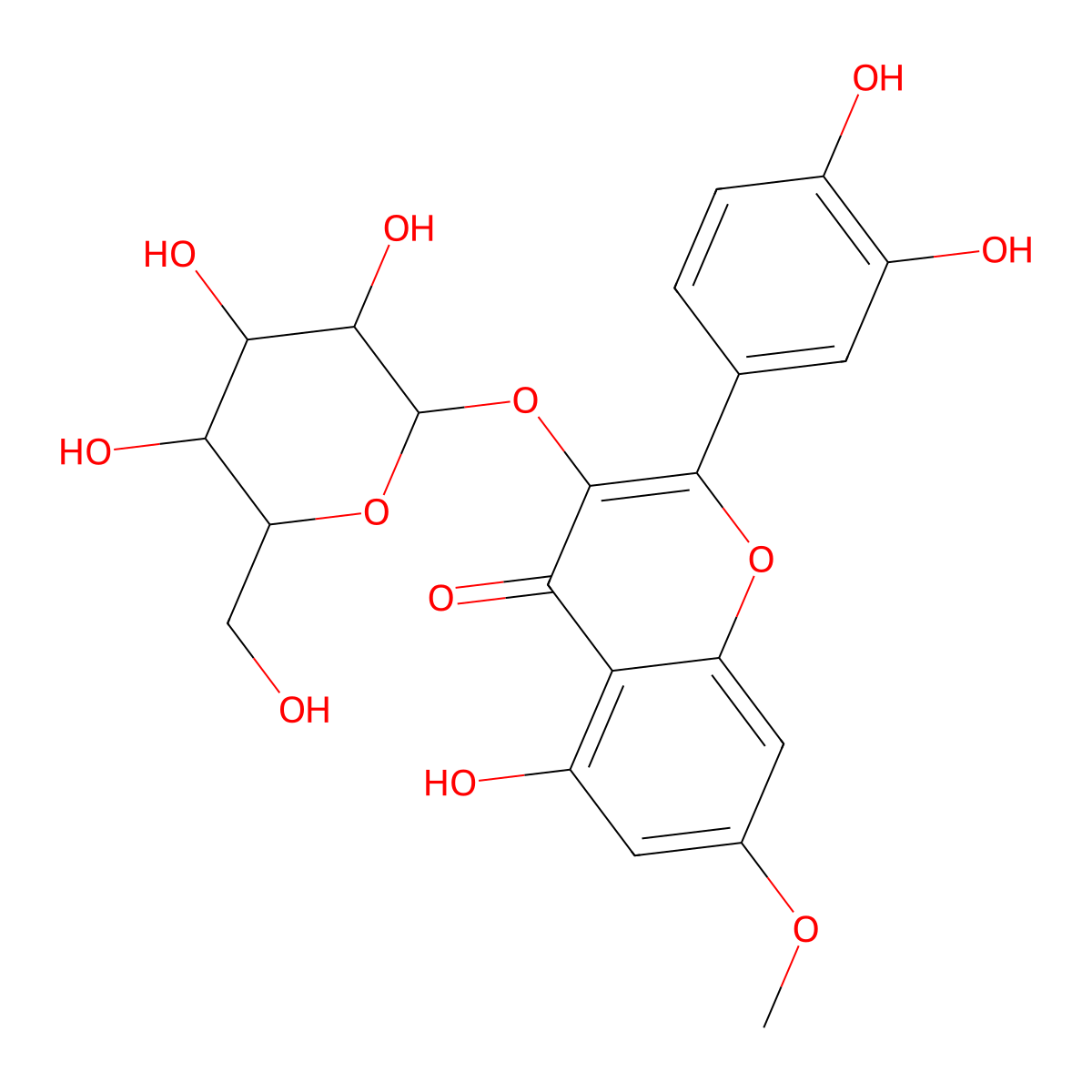 Rhamnetin 3-galactoside molecular structure, CAS 38975-81-4