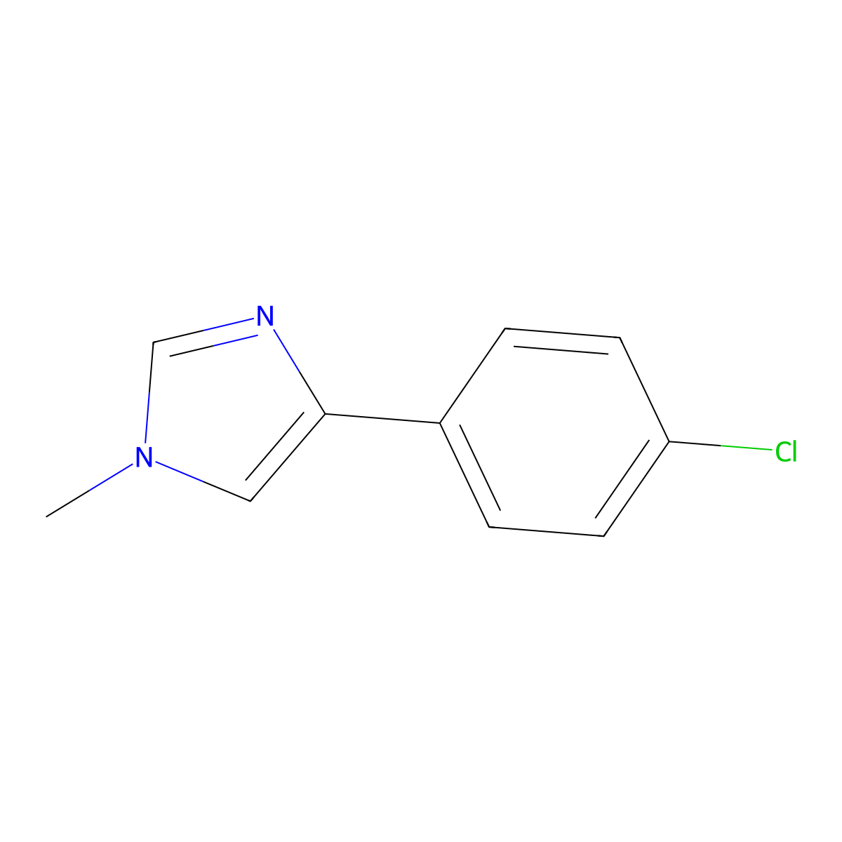 4-(4-chlorophenyl)-1-methyl-1H-imidazole molecular structure, CAS 38980-91-5