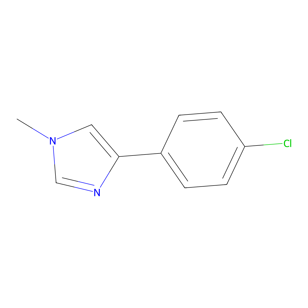 4-(4-chlorophenyl)-1-methyl-1H-imidazole molecular structure, CAS 38980-91-5