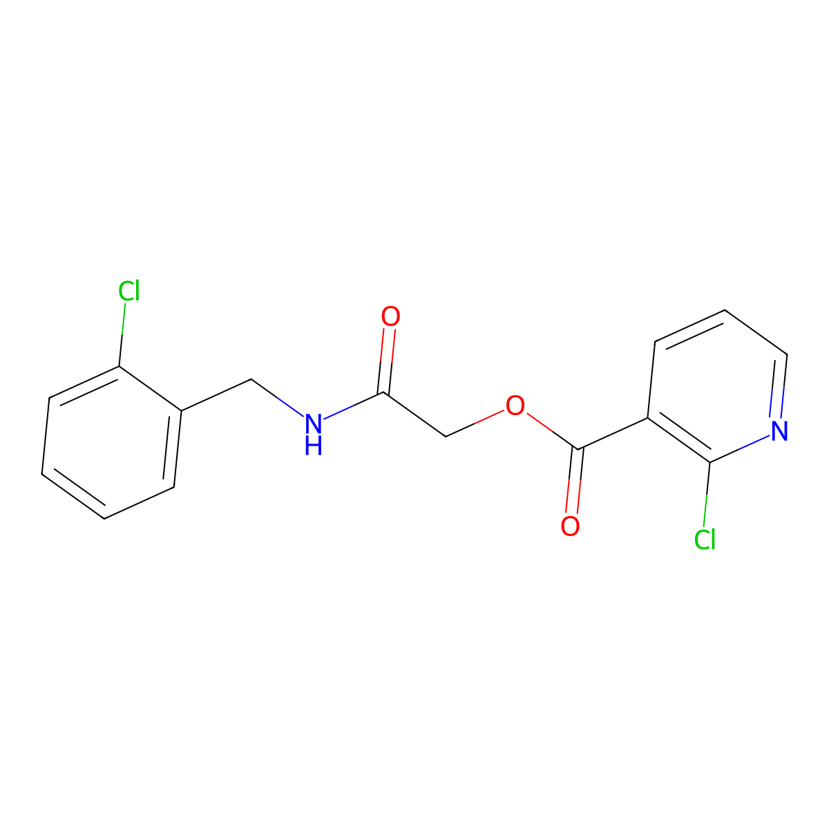 {[(2-Chlorophenyl)methyl]carbamoyl}methyl 2-chloropyridine-3-carboxylate molecular structure, CAS 389811-03-4