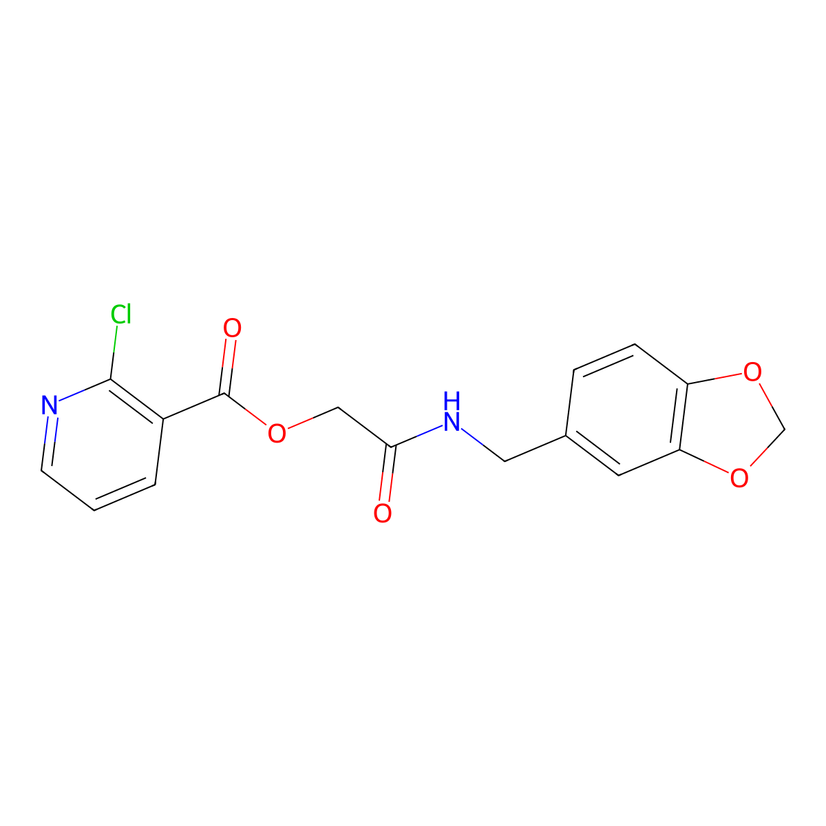 [2-(1,3-Benzodioxol-5-ylmethylamino)-2-oxoethyl] 2-chloropyridine-3-carboxylate molecular structure, CAS 389812-67-3