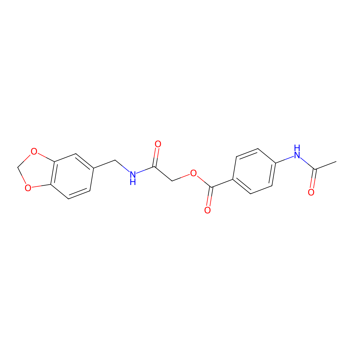 [2-(1,3-Benzodioxol-5-ylmethylamino)-2-oxoethyl] 4-acetamidobenzoate molecular structure, CAS 389813-13-2