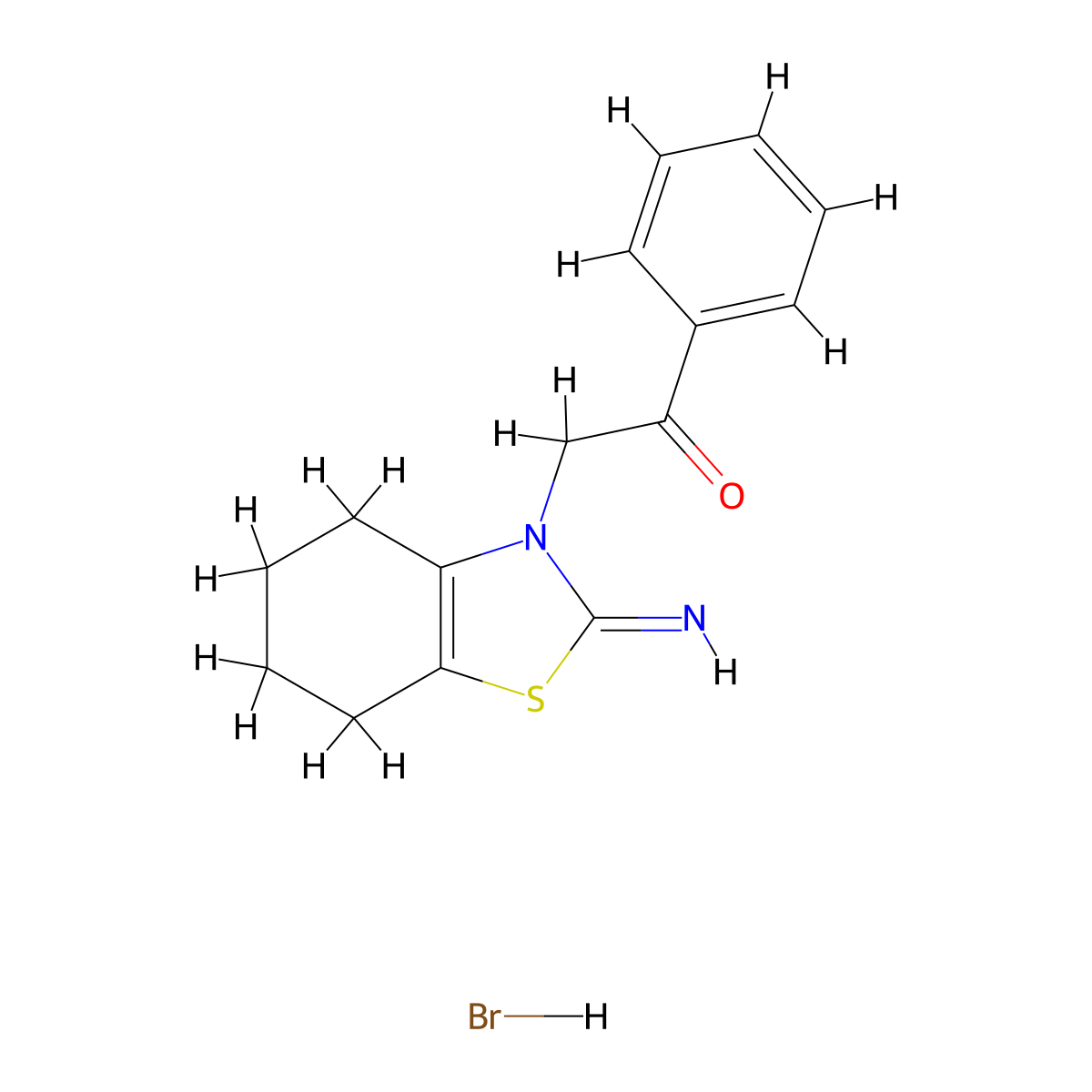 2-[2-imino-4,5,6,7-tetrahydro-1,3-benzothiazol-3(2H)-yl]-1-phenyl-1-ethanone hydrobromide molecular structure, CAS 389850-23-1