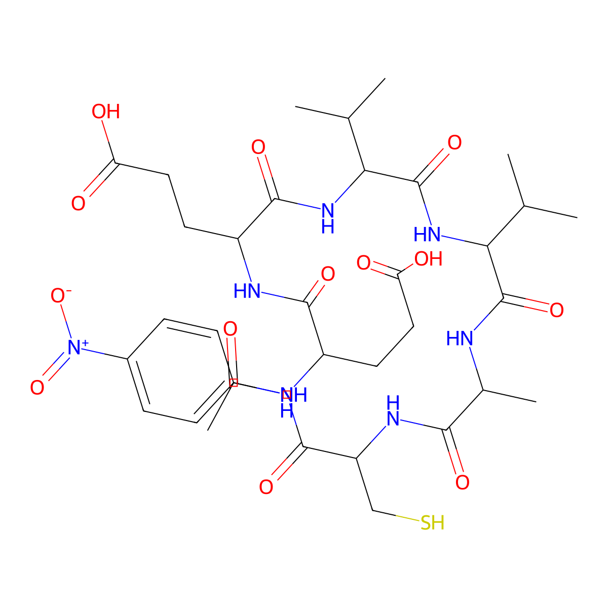 Ac-Glu-Glu-Val-Val-Ala-Cys-pNA molecular structure, CAS 389868-12-6