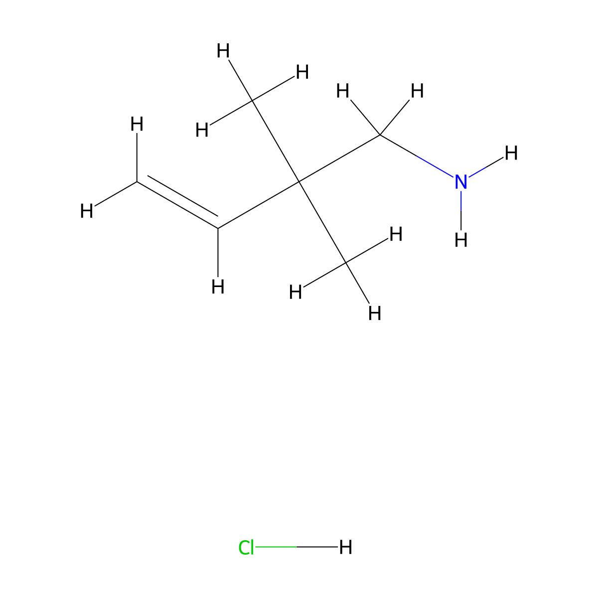 2,2-Dimethylbut-3-en-1-amine hydrochloride molecular structure, CAS 389874-15-1