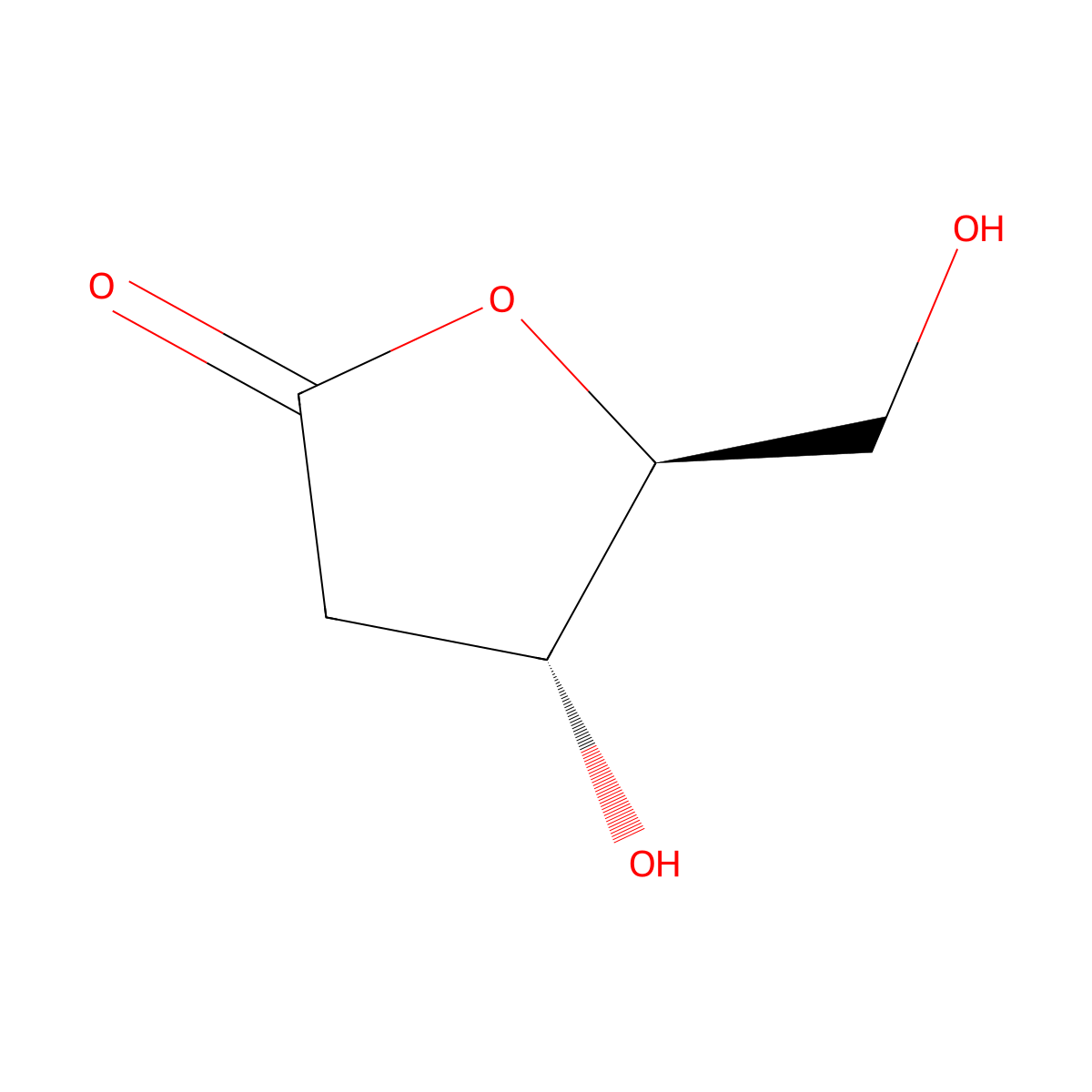 2-Deoxy-L-erythro-pentono-gamma-lactone molecular structure, CAS 38996-14-4