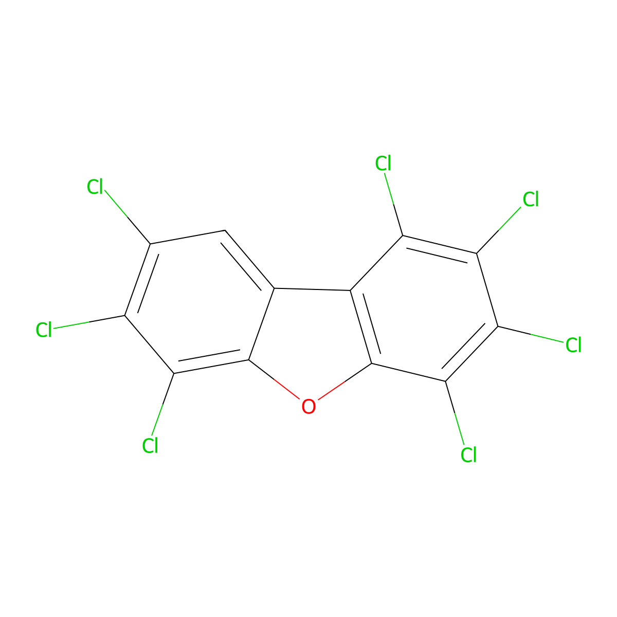 1,2,3,4,6,7,8-Heptachlorodibenzofuran molecular structure, CAS 38998-75-3