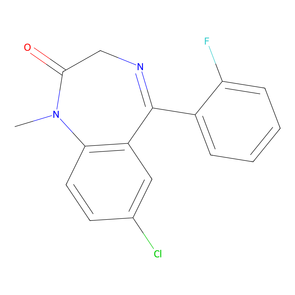 Fludiazepam molecular structure, CAS 3900-31-0