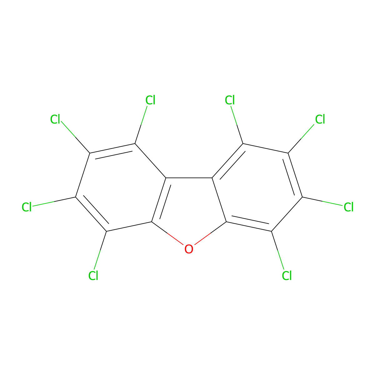 Octachlorodibenzofuran molecular structure, CAS 39001-02-0