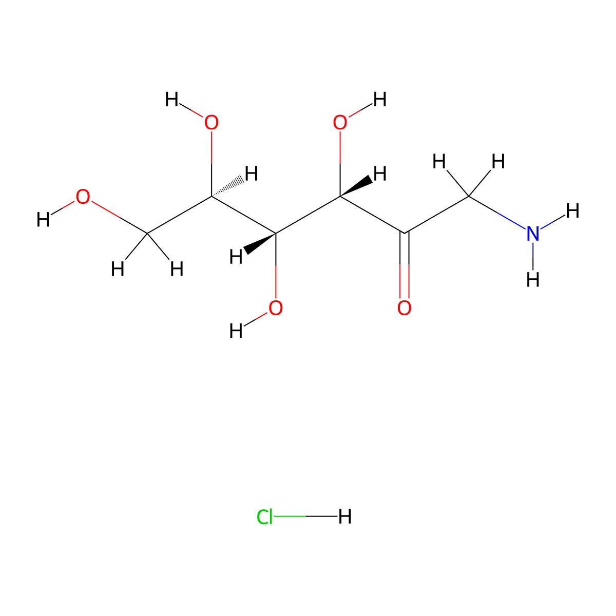 (3S,4R,5R)-1-Amino-3,4,5,6-tetrahydroxyhexan-2-one hydrochloride molecular structure, CAS 39002-30-7