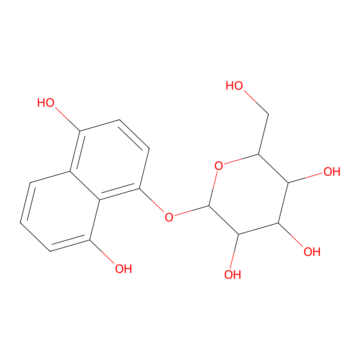 4-(beta-D-Glucopyranosyloxy)-1,5-naphthalenediol molecular structure, CAS 39015-63-9