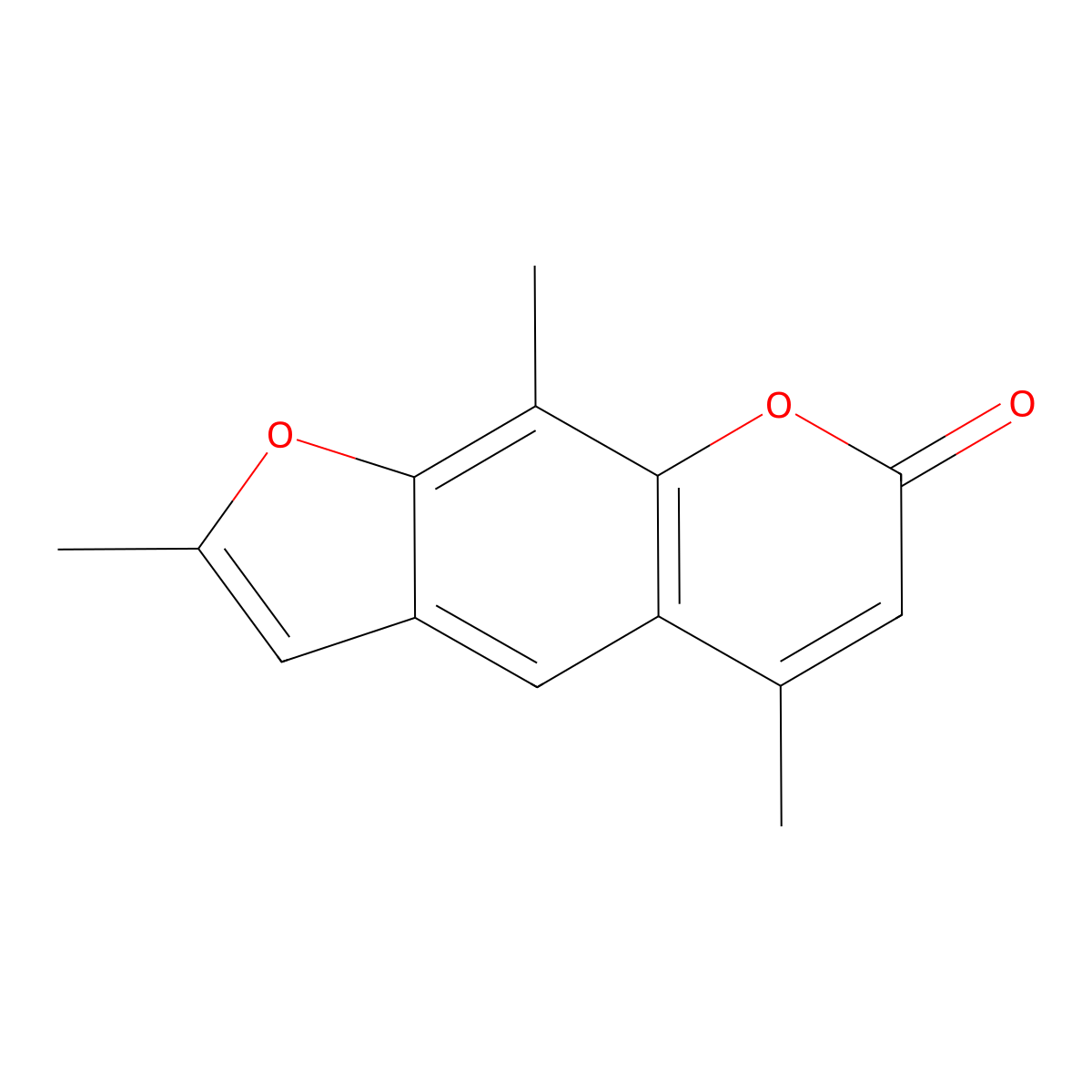 Trimethylpsoralen molecular structure, CAS 3902-71-4