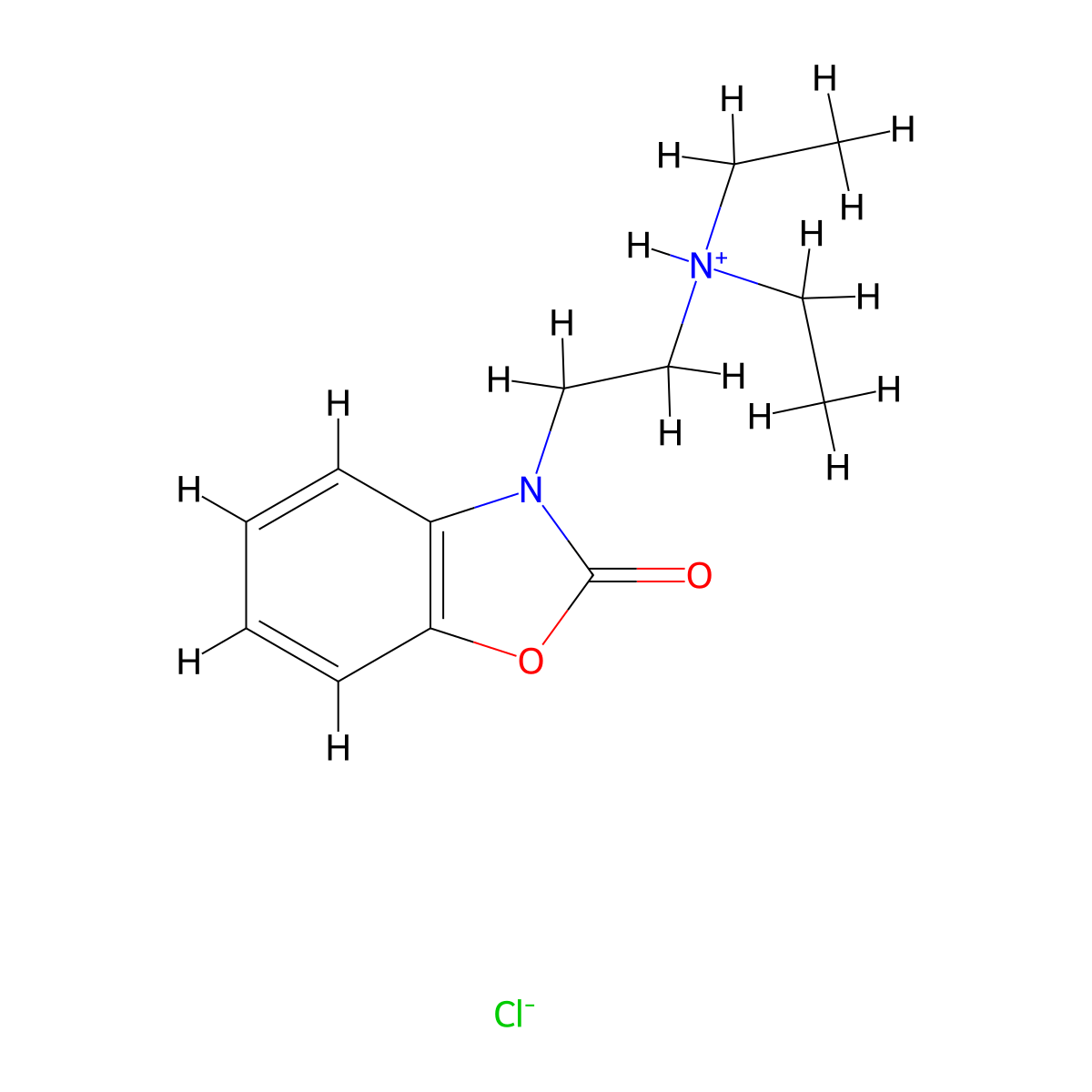 2-Benzoxazolinone, 3-(2-(diethylamino)ethyl)-, monohydrochloride molecular structure, CAS 3902-88-3