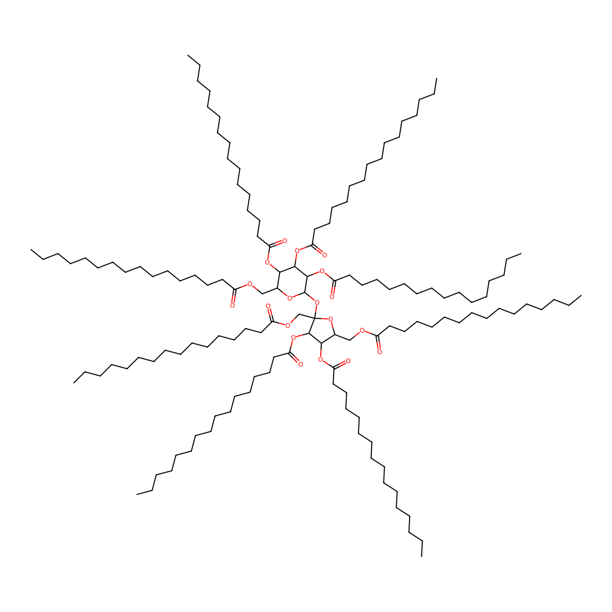 Sucrose octapalmitate molecular structure, CAS 39024-75-4