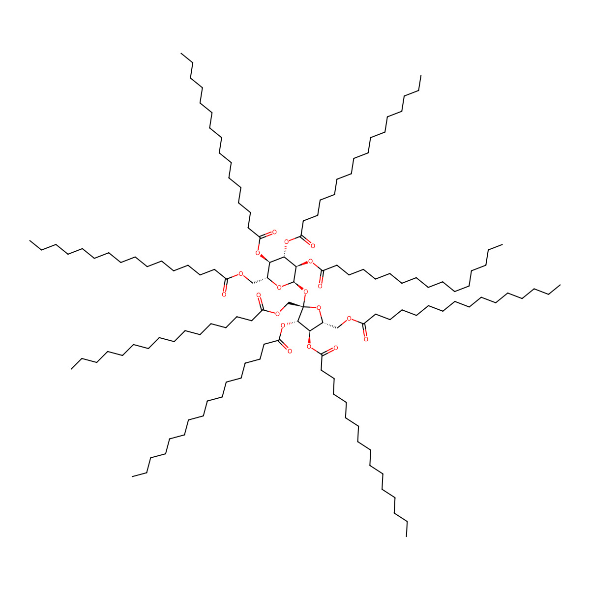 Sucrose octapalmitate molecular structure, CAS 39024-75-4
