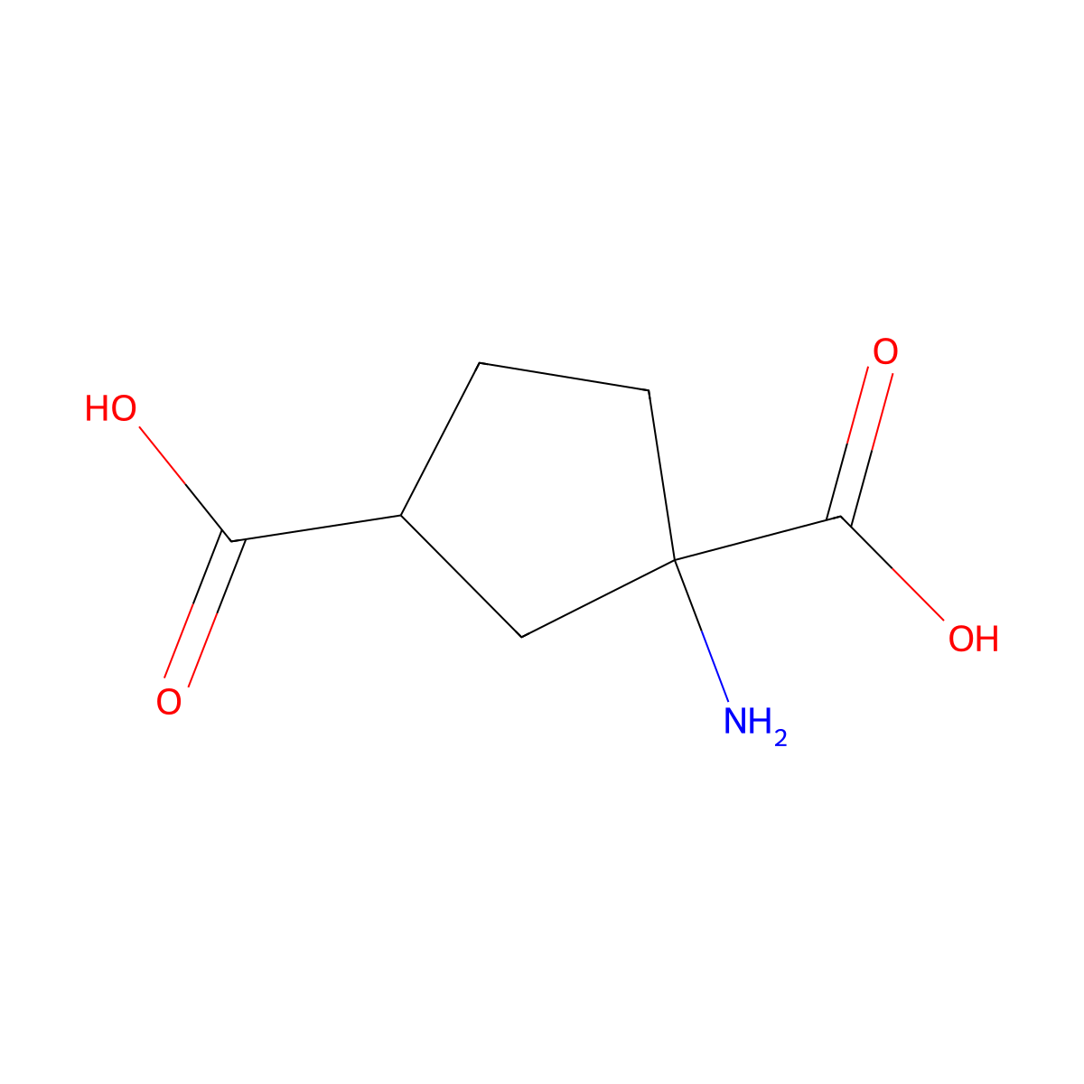 1-Amino-1,3-cyclopentanedicarboxylic acid molecular structure, CAS 39026-63-6