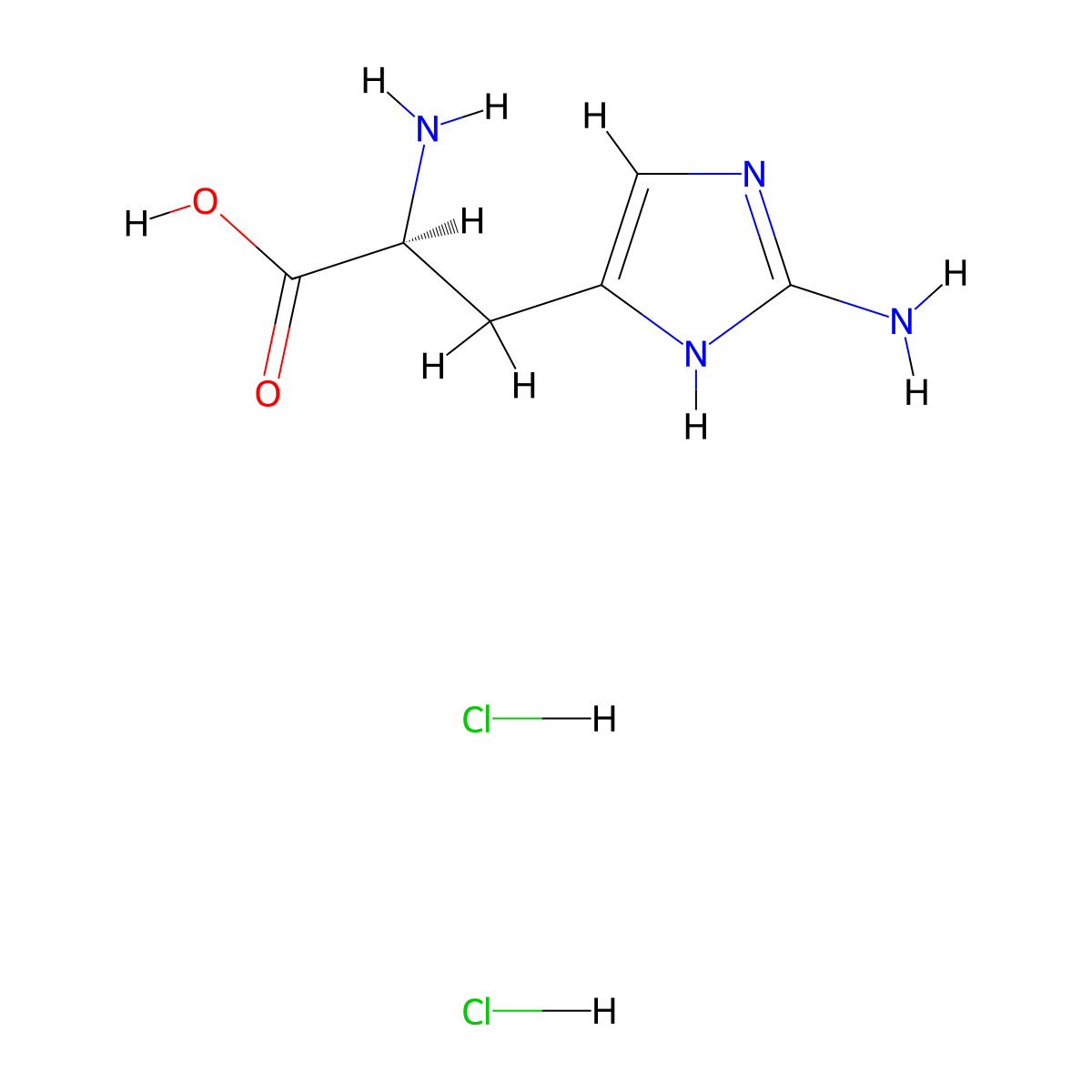(2S)-2-amino-3-(2-amino-1H-imidazol-4-yl)propanoicaciddihydrochloride molecular structure, CAS 39037-23-5