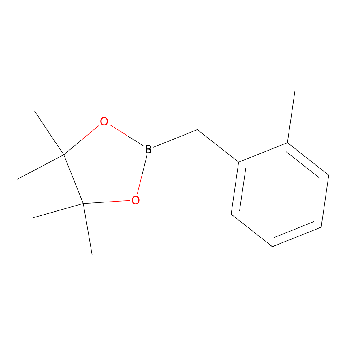 4,4,5,5-Tetramethyl-2-(2-methylbenzyl)-1,3,2-dioxaborolane molecular structure, CAS 390381-02-9
