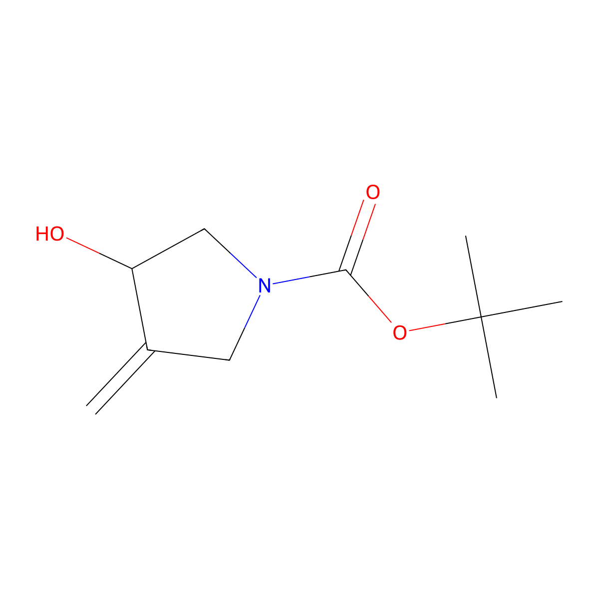 Tert-butyl 3-hydroxy-4-methylidenepyrrolidine-1-carboxylate molecular structure, CAS 390381-86-9