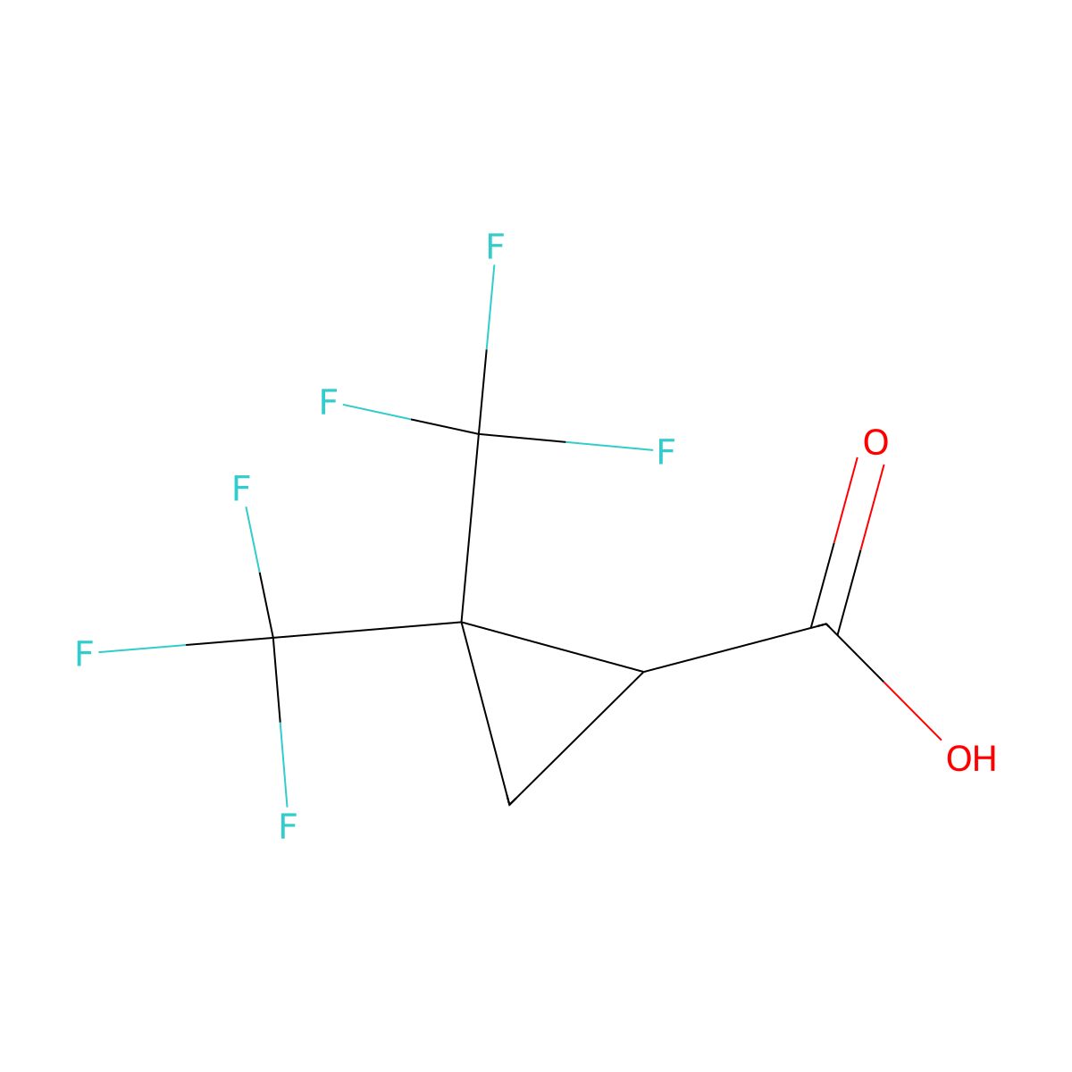 2,2-Bis(trifluoromethyl)cyclopropane-1-carboxylic acid molecular structure, CAS 390388-87-1