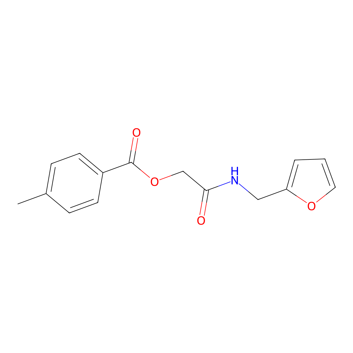 {[(Furan-2-yl)methyl]carbamoyl}methyl 4-methylbenzoate molecular structure, CAS 390392-75-3