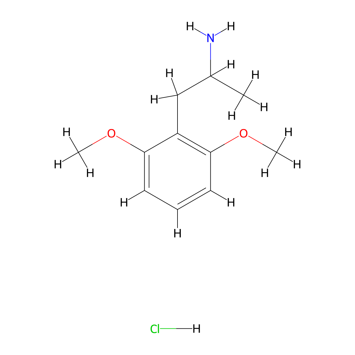 2,6-Dimethoxy-alpha-methyl-benzeneethanamine,monohydrochloride molecular structure, CAS 3904-11-8