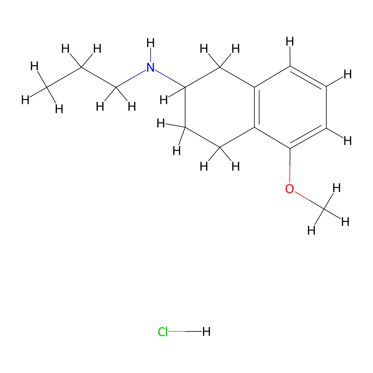 2-Naphthalenamine, 1,2,3,4-tetrahydro-5-methoxy-N-propyl-, hydrochloride (1:1) molecular structure, CAS 3904-24-3