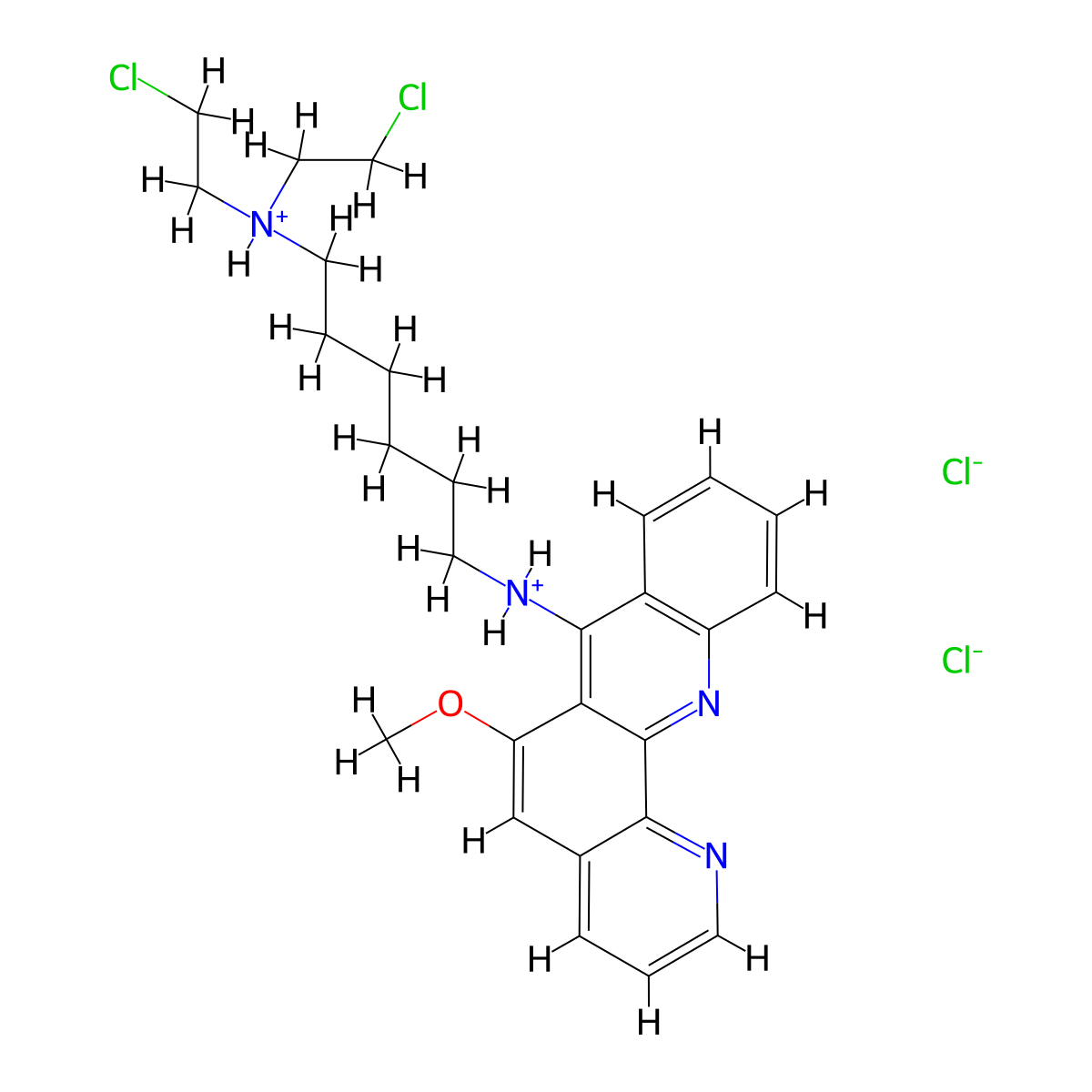 1,6-Hexanediamine, N,N-bis(2-chloroethyl)-N'-(6-methoxybenzi(b)(1,10)phenanthrolin-7-yl)-, dihydrochloride, dihydrate molecular structure, CAS 39040-01-2