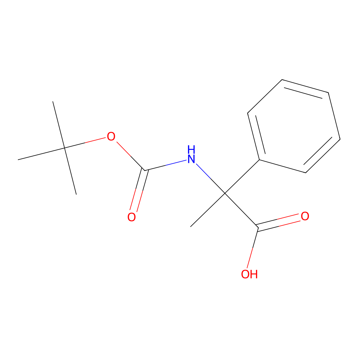 2-(((Tert-butoxy)carbonyl)amino)-2-phenylpropanoic acid molecular structure, CAS 390401-40-8
