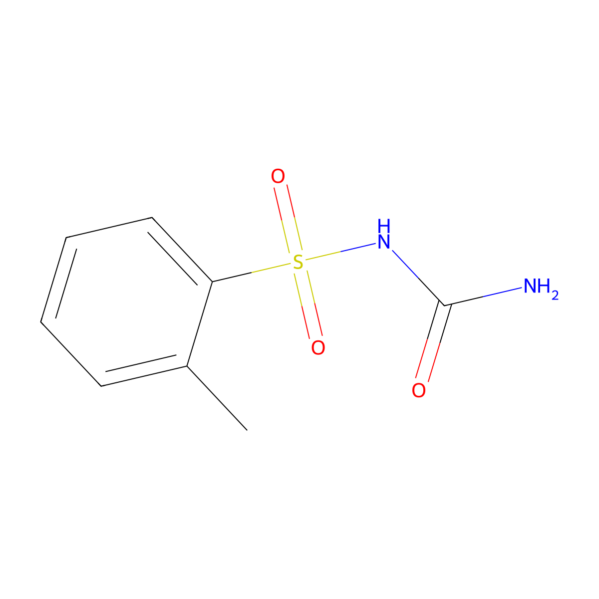 N-Carbamoyl-2-methyl benzene sulfonamide molecular structure, CAS 39051-77-9