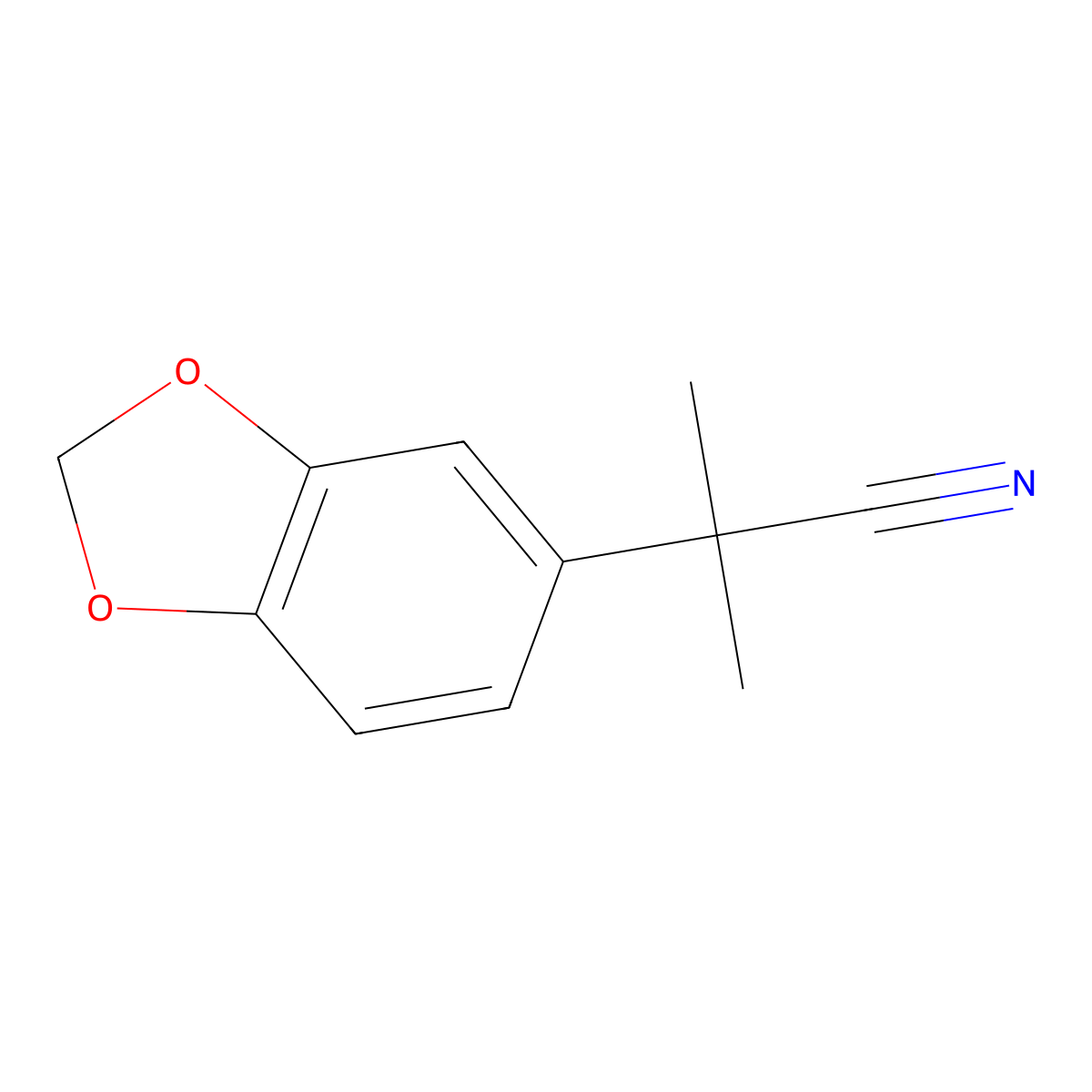 2-(1,3-Dioxaindan-5-yl)-2-methylpropanenitrile molecular structure, CAS 39053-79-7