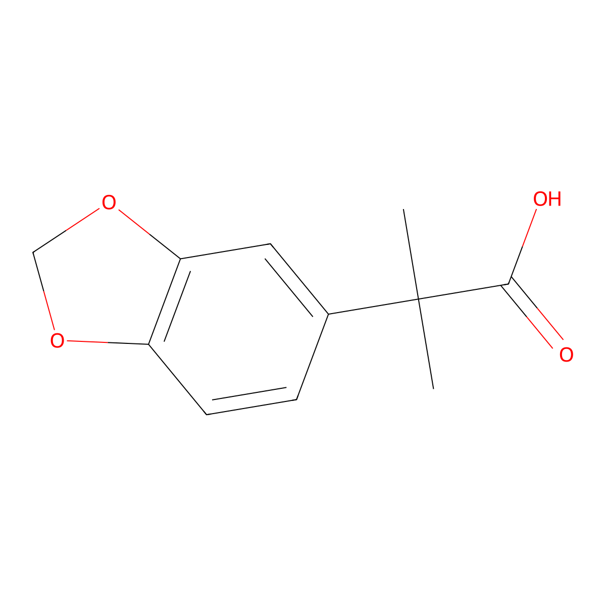 2-(2H-1,3-benzodioxol-5-yl)-2-methylpropanoic acid molecular structure, CAS 39053-81-1