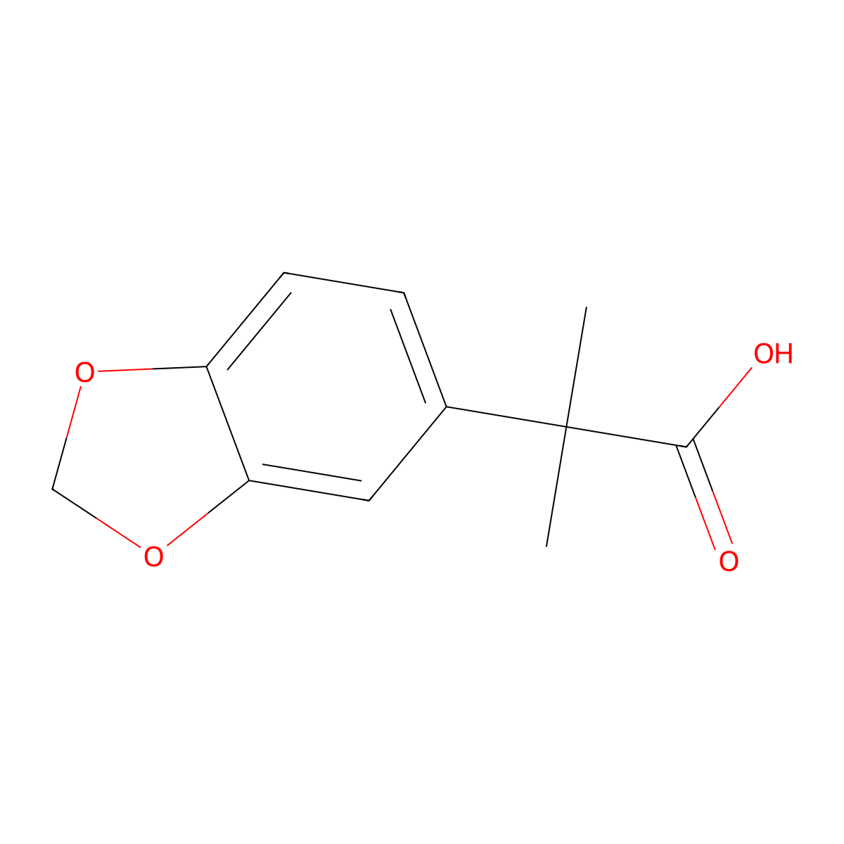2-(2H-1,3-benzodioxol-5-yl)-2-methylpropanoic acid molecular structure, CAS 39053-81-1