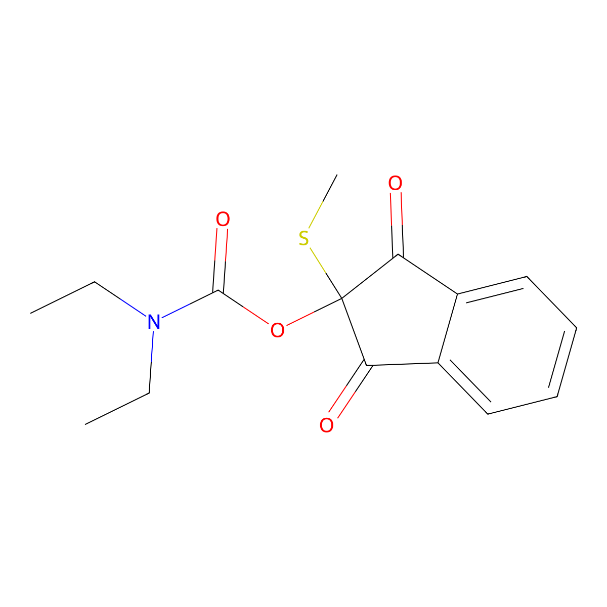 Carbamic acid, diethyl-, 2,3-dihydro-1,3-dioxo-2-(methylthio)-1H-inden-2-yl ester molecular structure, CAS 39055-61-3