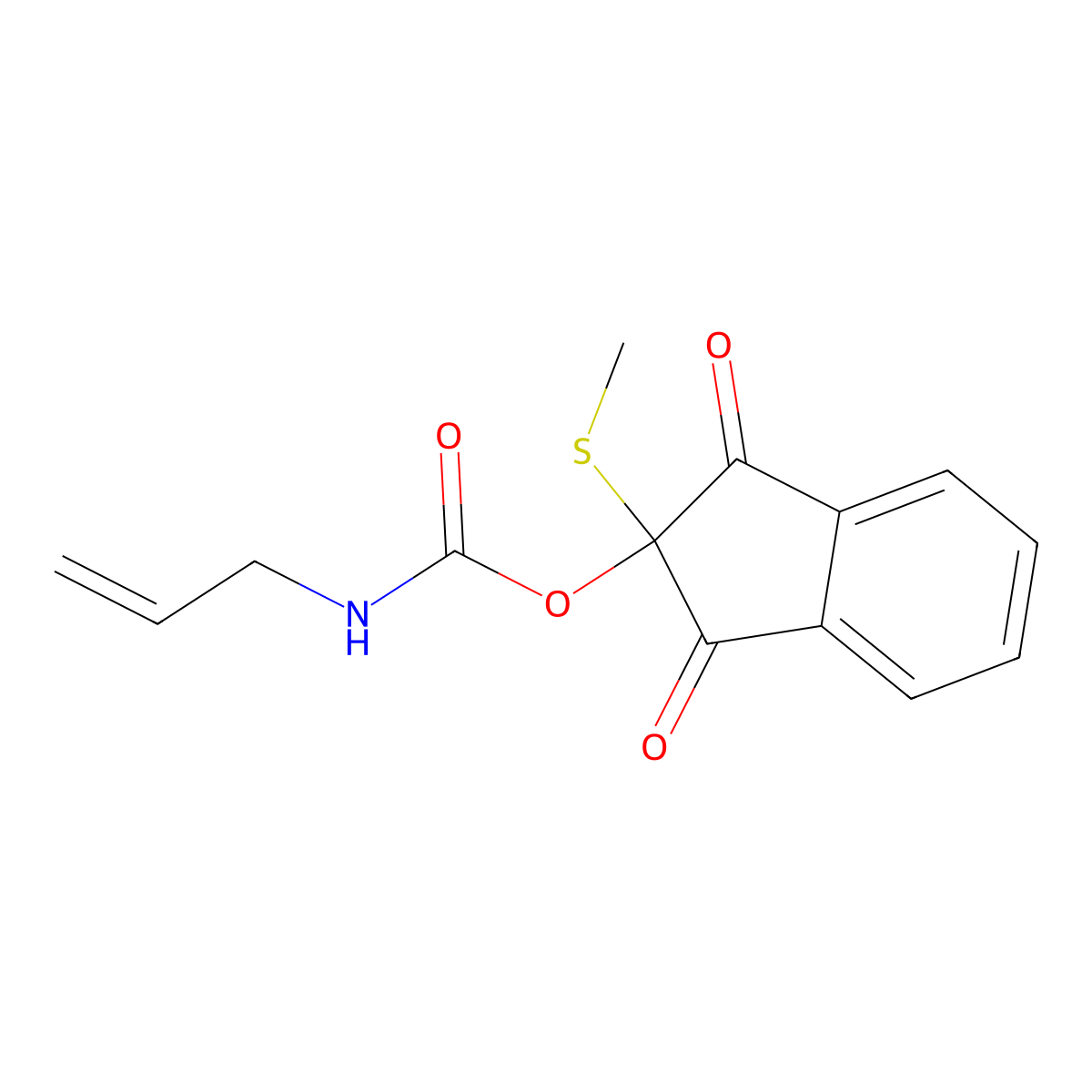Carbamic acid, 2-propenyl-, 2,3-dihydro-2-(methylthio)-1,3-dioxo-1H-inden-2-yl ester molecular structure, CAS 39055-65-7