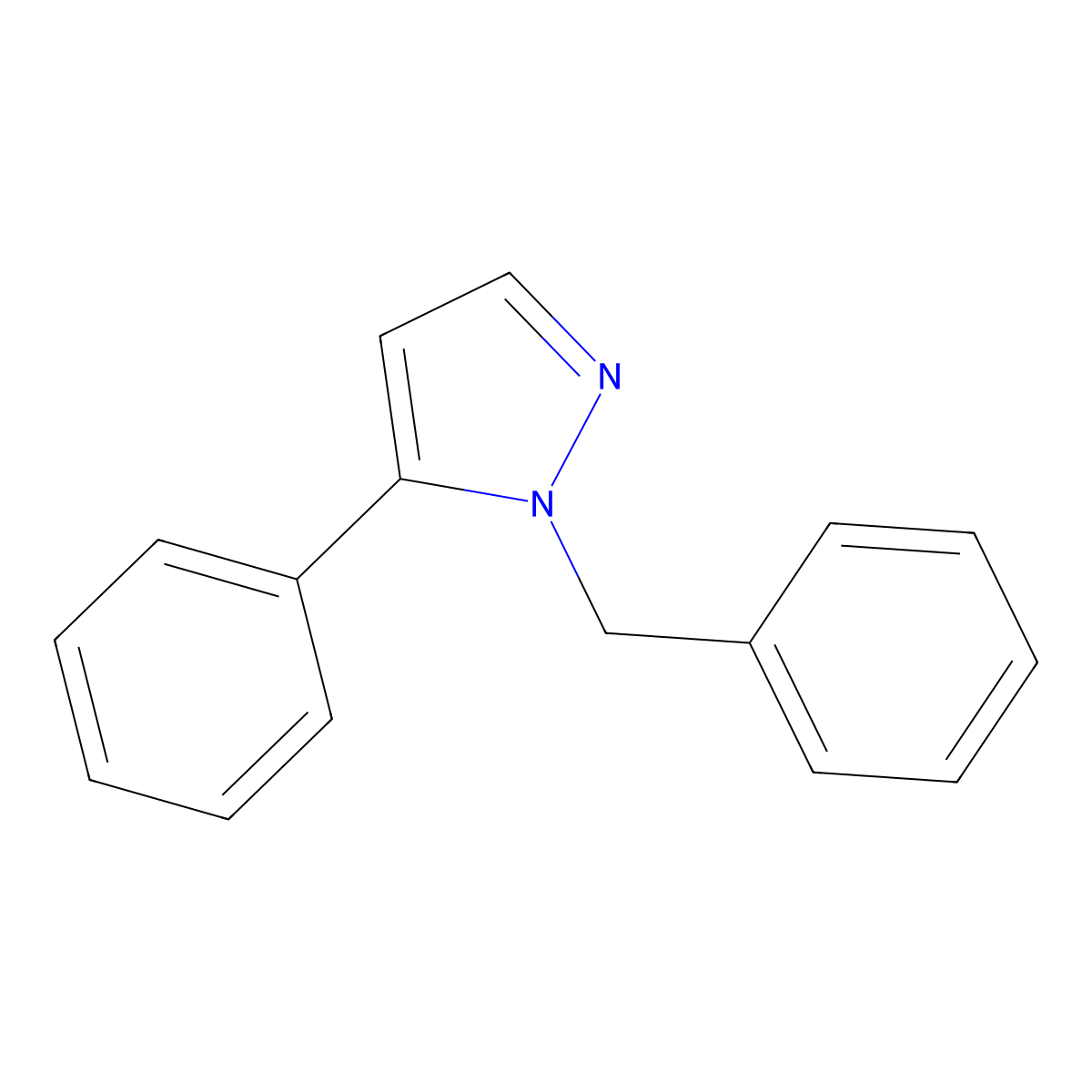 1-benzyl-5-phenyl-1H-pyrazole molecular structure, CAS 39056-60-5