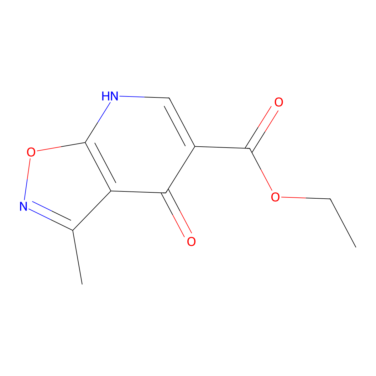 Ethyl 4-hydroxy-3-methylisoxazolo[5,4-b]pyridine-5-carboxylate molecular structure, CAS 39057-37-9