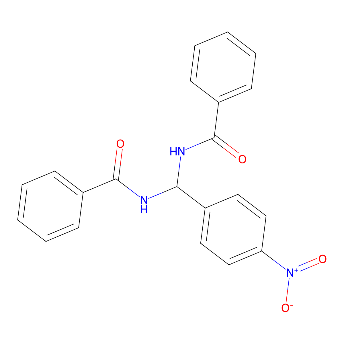 N-[benzamido-(4-nitrophenyl)methyl]benzamide molecular structure, CAS 39057-64-2