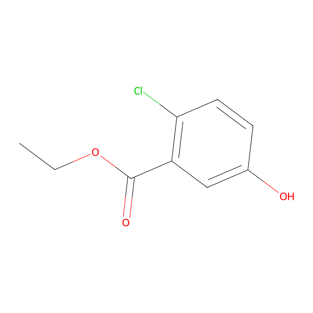 Ethyl 2-chloro-5-hydroxybenzoate molecular structure, CAS 39062-63-0