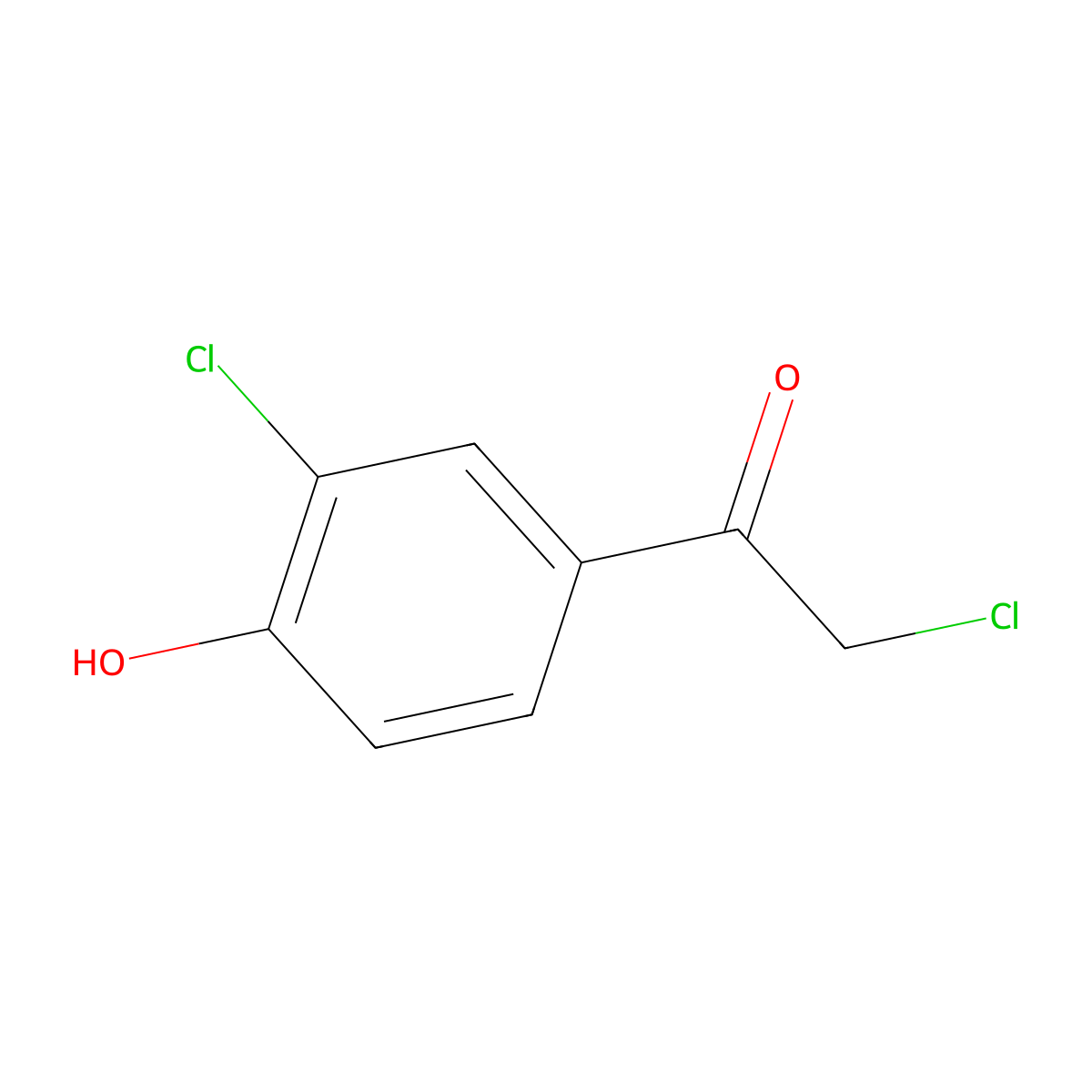 Ethanone, 2-chloro-1-(3-chloro-4-hydroxyphenyl)- molecular structure, CAS 39066-18-7