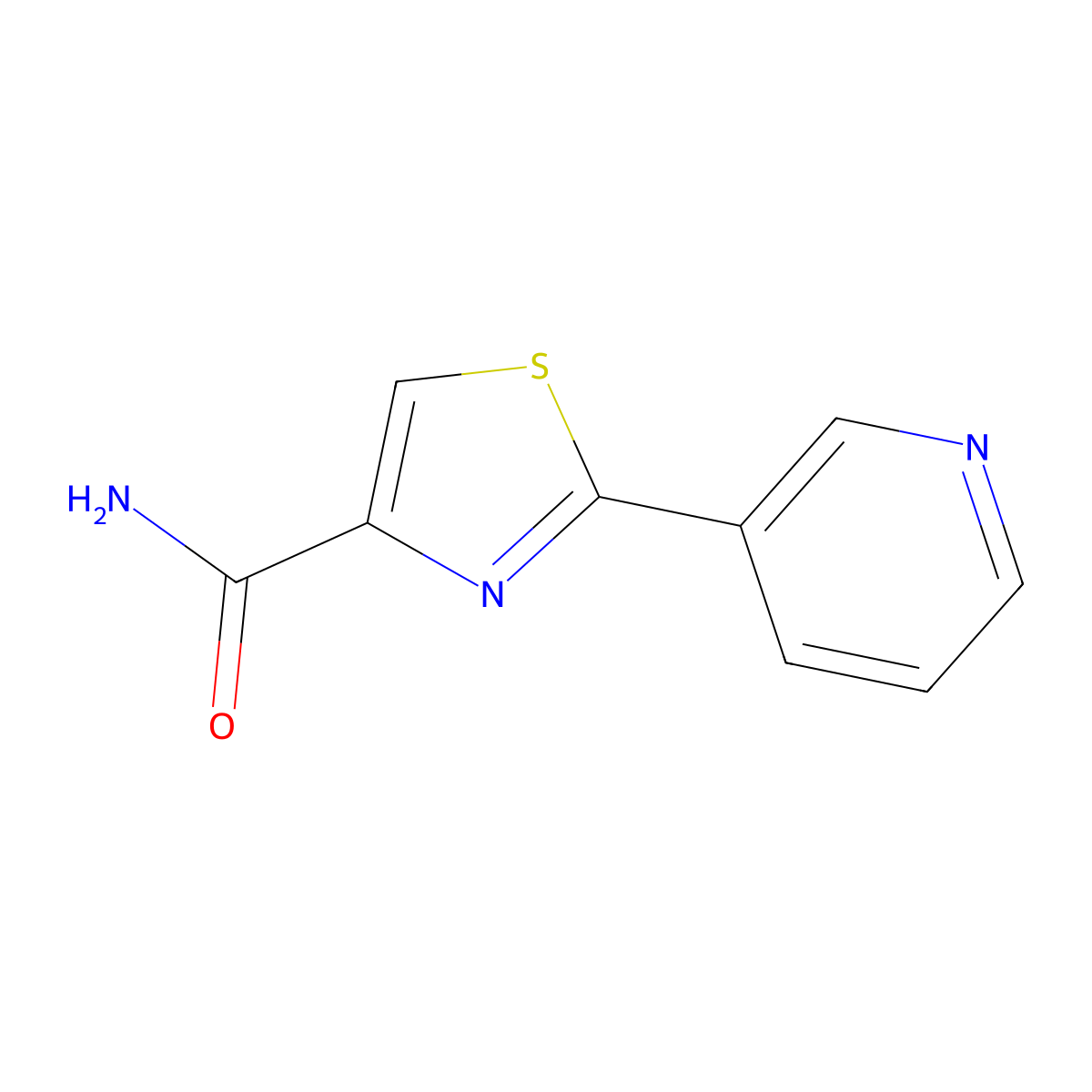 2-Pyridin-3-yl-1,3-thiazole-4-carboxamide molecular structure, CAS 39067-00-0