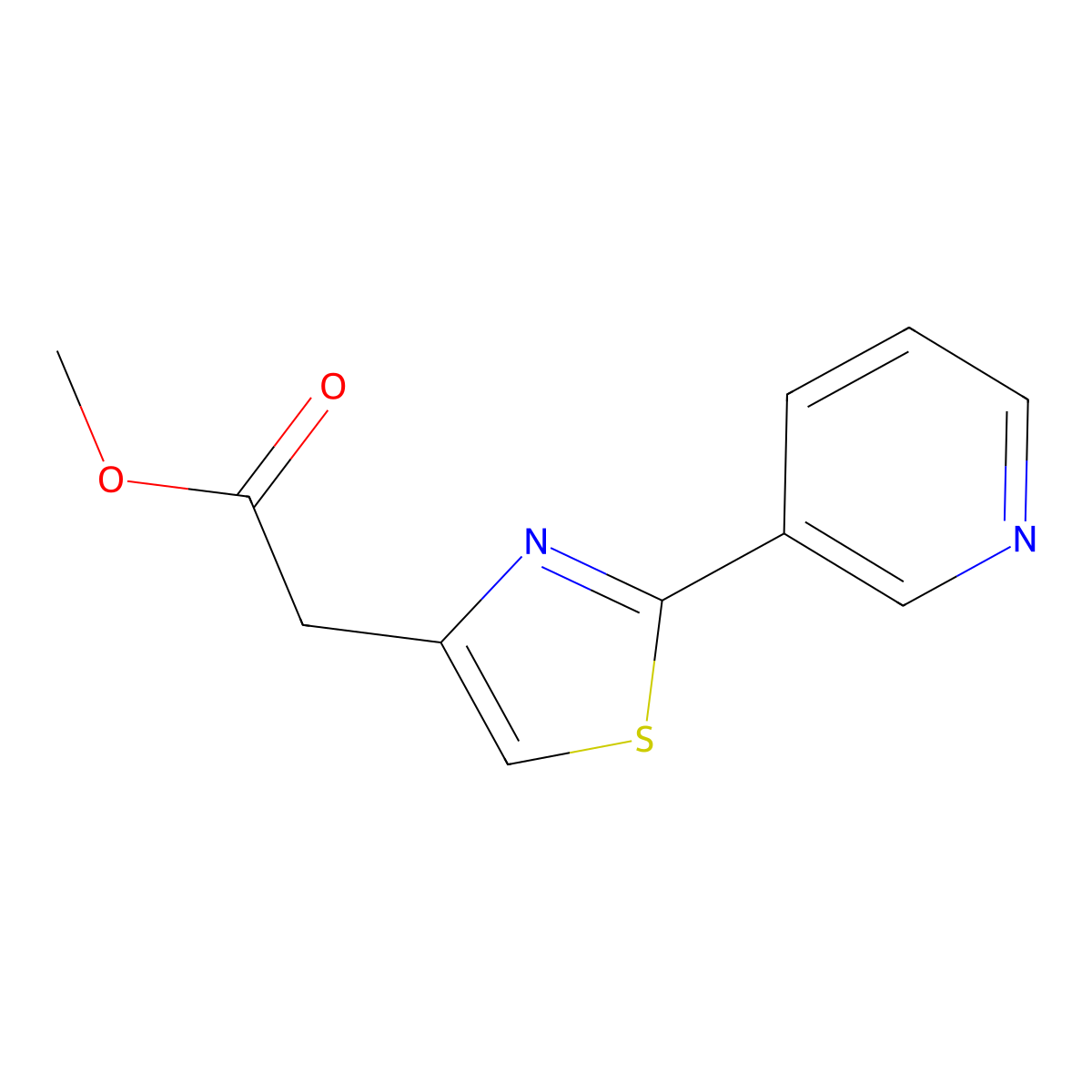 Methyl 2-(2-(pyridin-3-yl)thiazol-4-yl)acetate molecular structure, CAS 39067-04-4