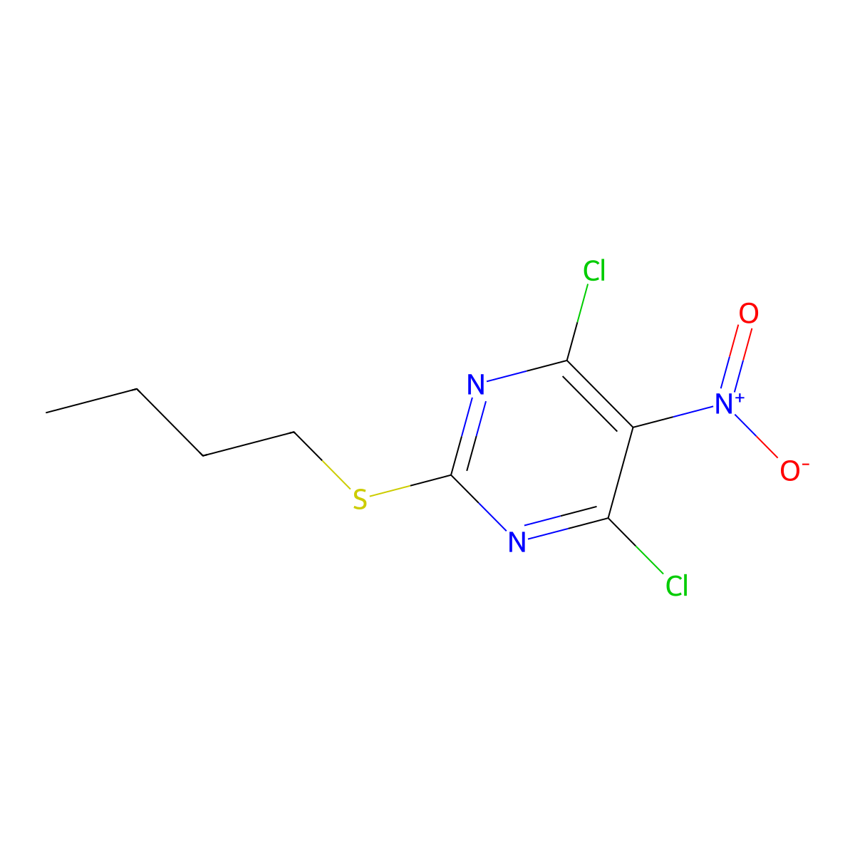 2-(Butylthio)-4,6-dichloro-5-nitropyrimidine molecular structure, CAS 39067-32-8