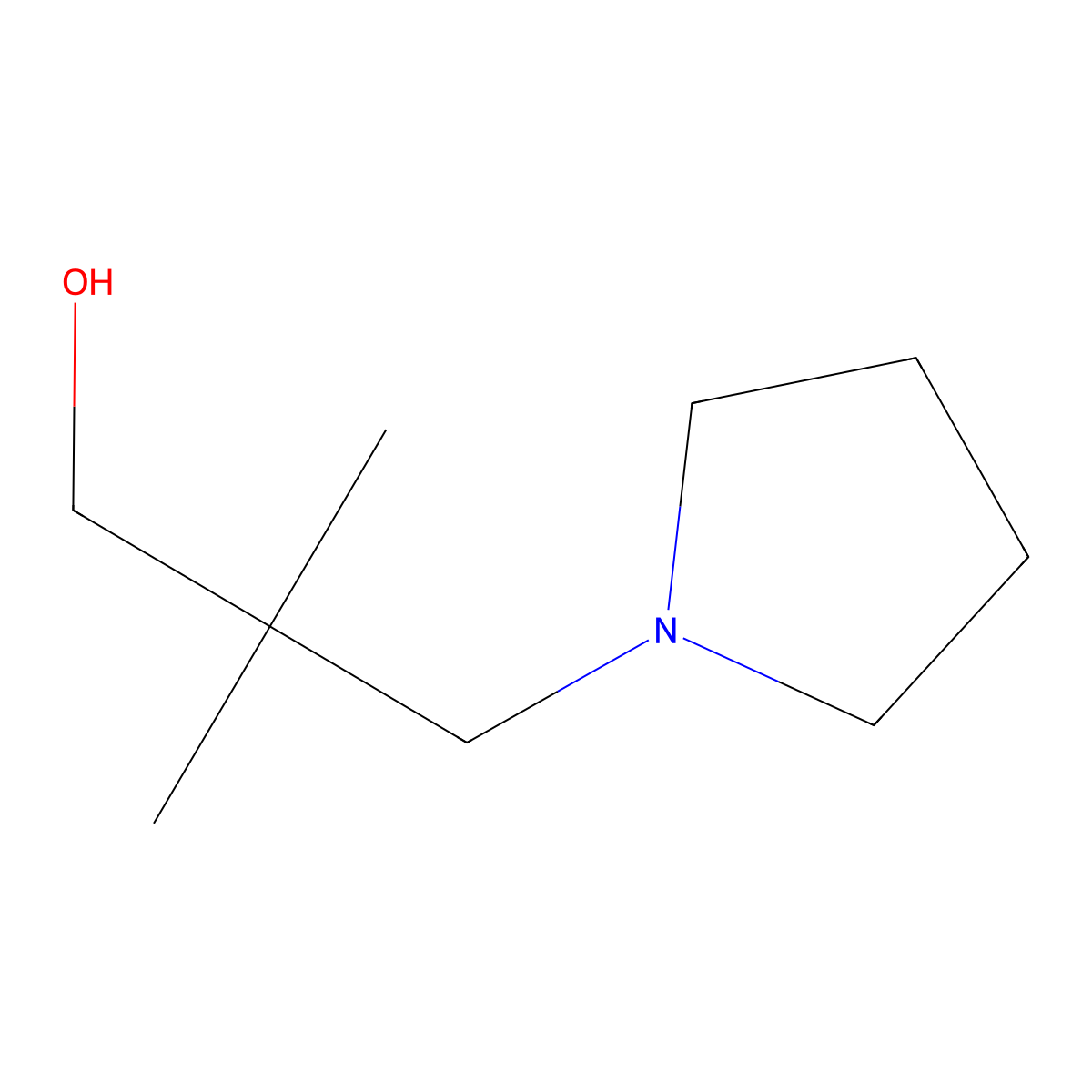 2,2-Dimethyl-3-(Pyrrolidin-1-Yl)Propan-1-Ol molecular structure, CAS 39067-46-4