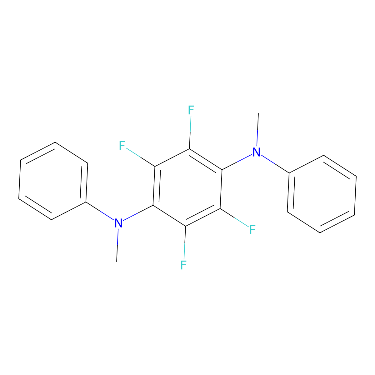 N,N'-Dimethyl-N,N'-diphenyl-2,3,5,6-tetrafluoro-P-phenylenediamine molecular structure, CAS 39068-64-9