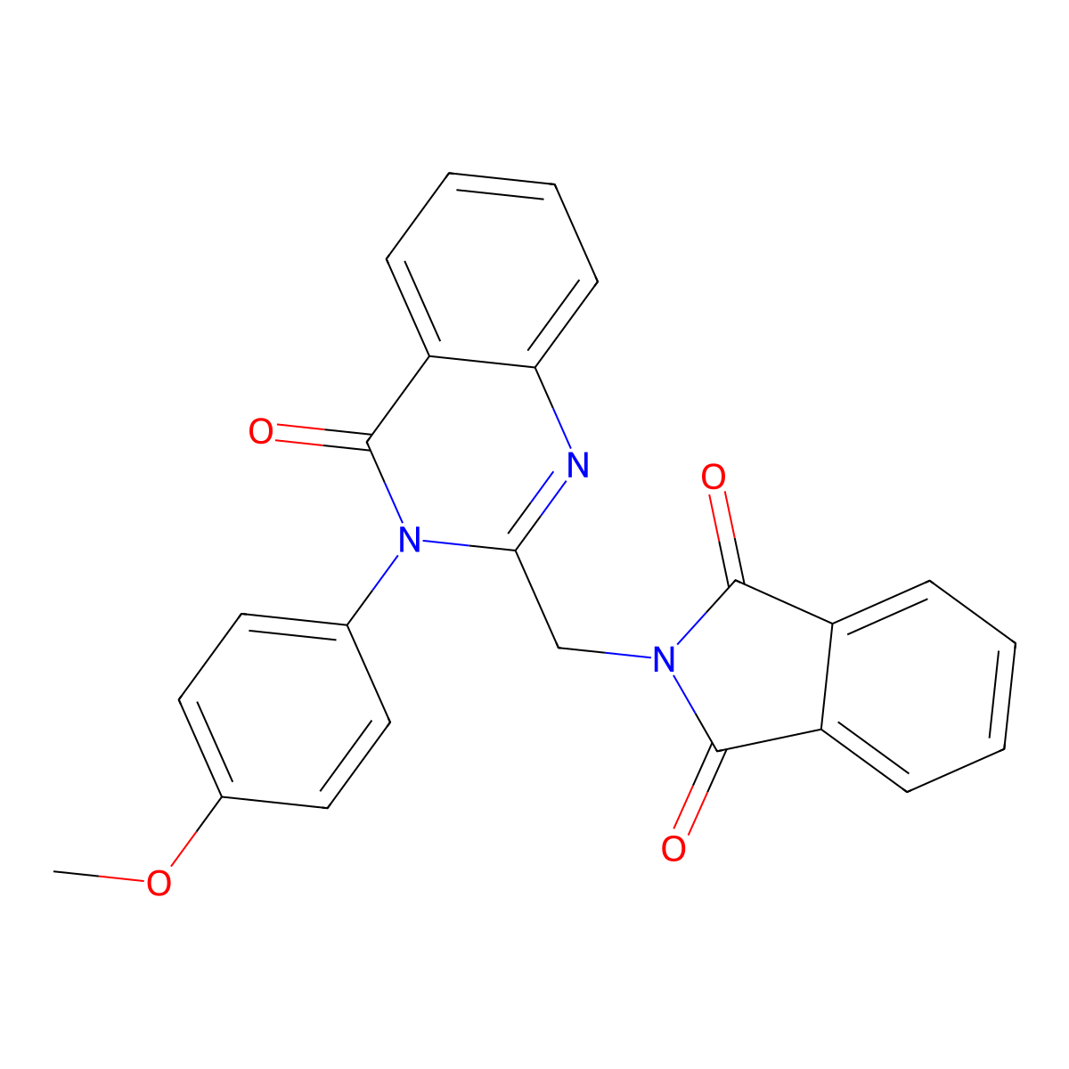 1H-Isoindole-1,3(2H)-dione, 2-((3,4-dihydro-3-(4-methoxyphenyl)-4-oxo-2-quinazolinyl)methyl)- molecular structure, CAS 39070-38-7