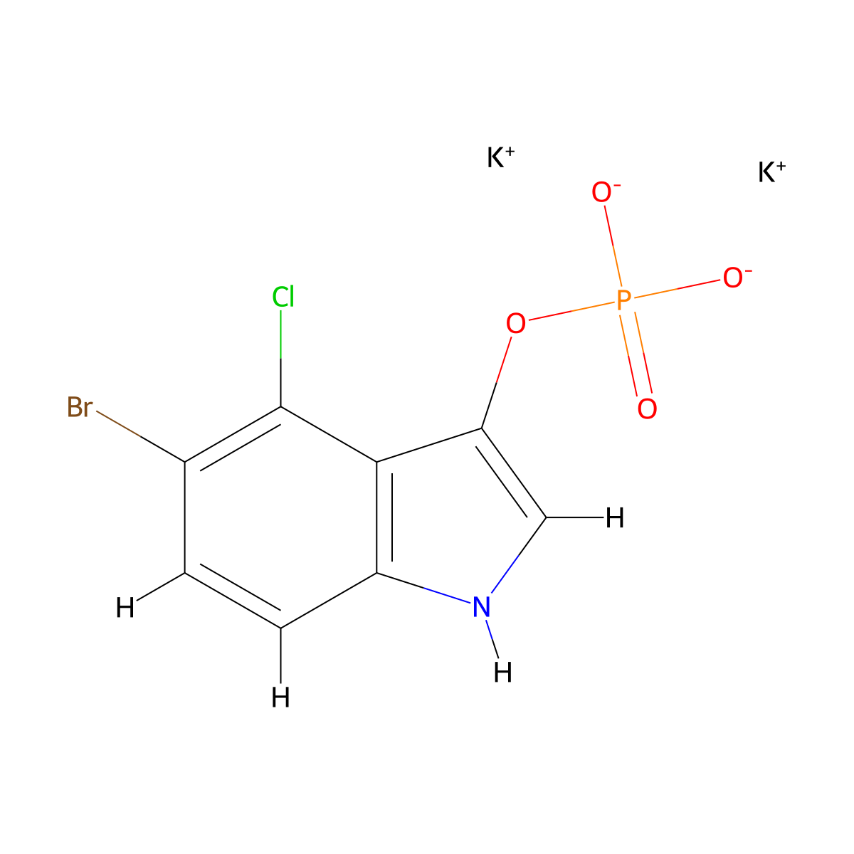 Dipotassium 5-bromo-4-chloro-1H-indol-3-yl phosphate molecular structure, CAS 390748-26-2