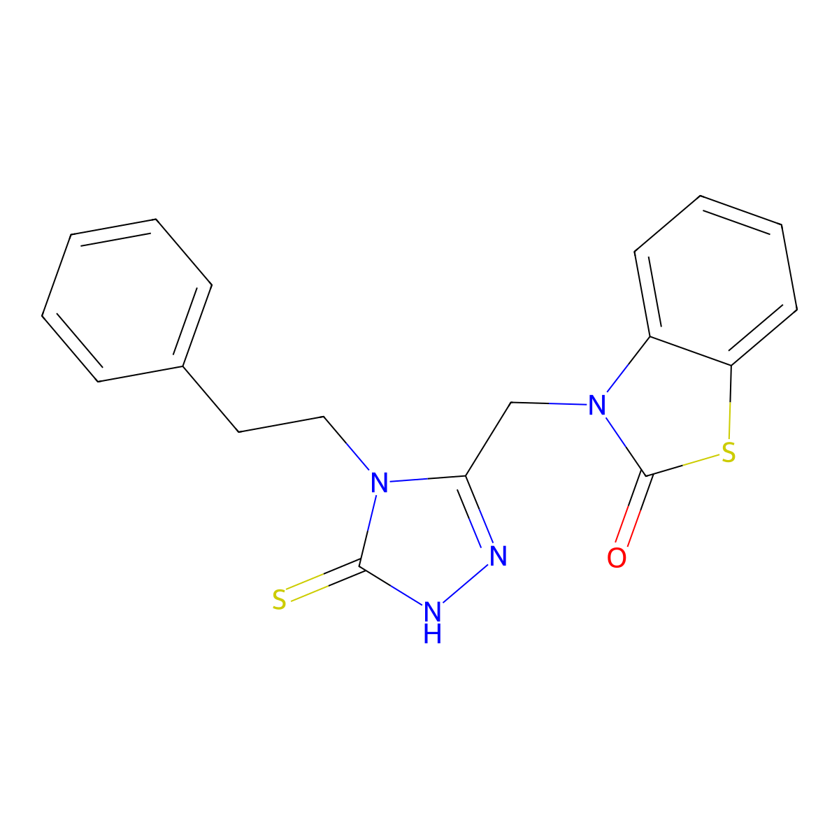 3-[(5-Thioxo-4-phenethyl-1H-1,2,4-triazole-3-yl)methyl]benzothiazole-2(3H)-one molecular structure, CAS 390748-36-4